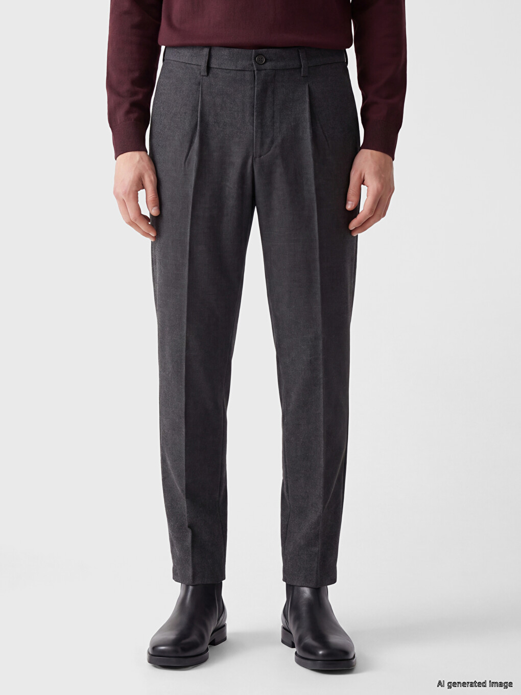 Gabardine Men's Pleated Trousers-1