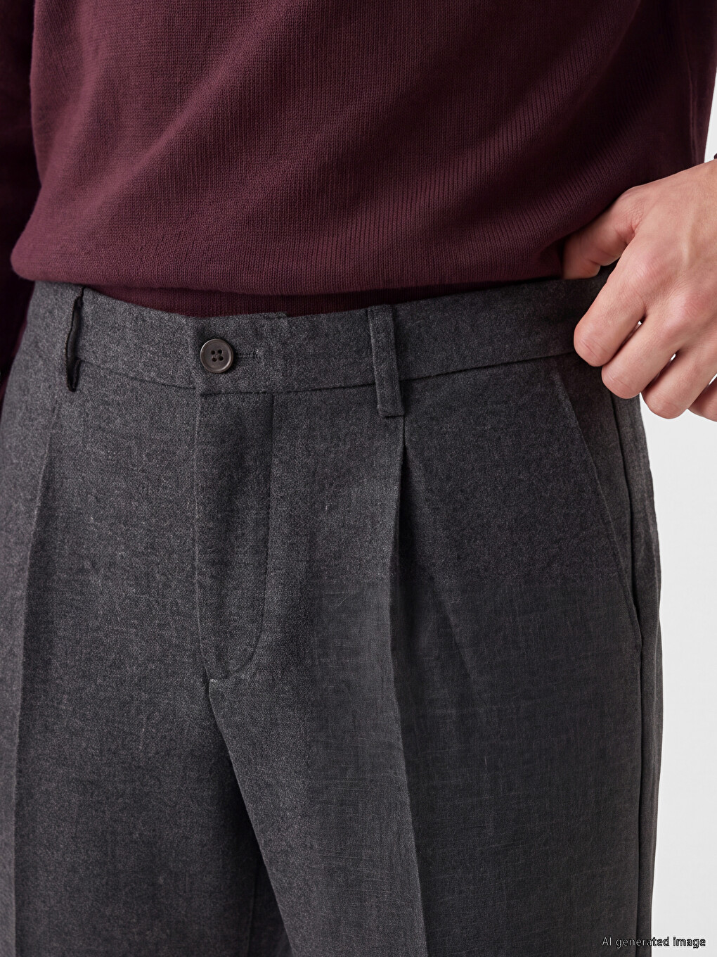 Gabardine Men's Pleated Trousers-2