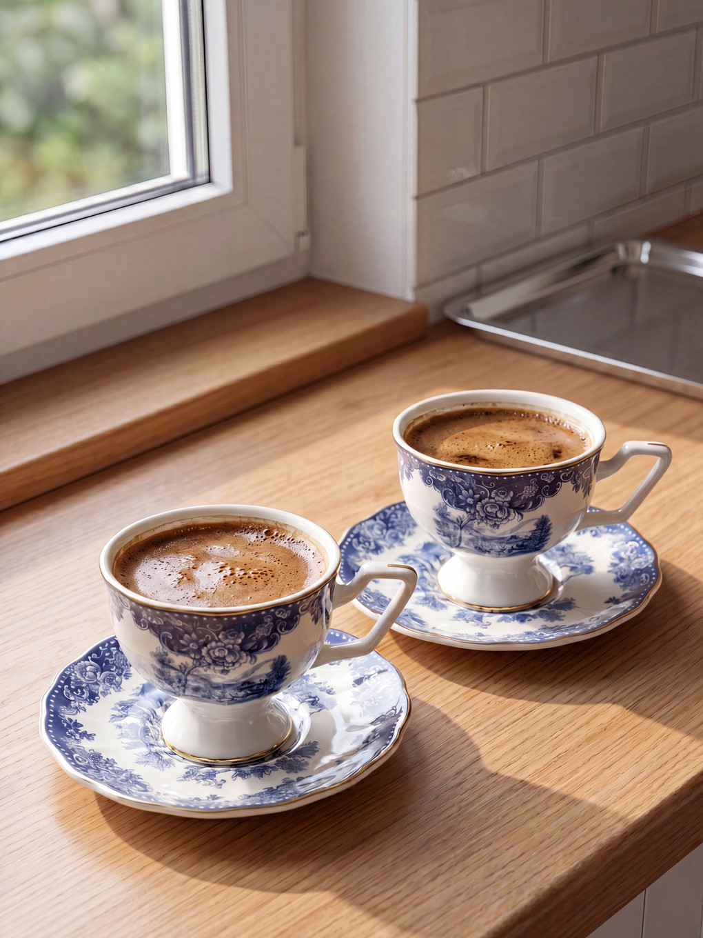 2 People Patterned Coffee Cup Set