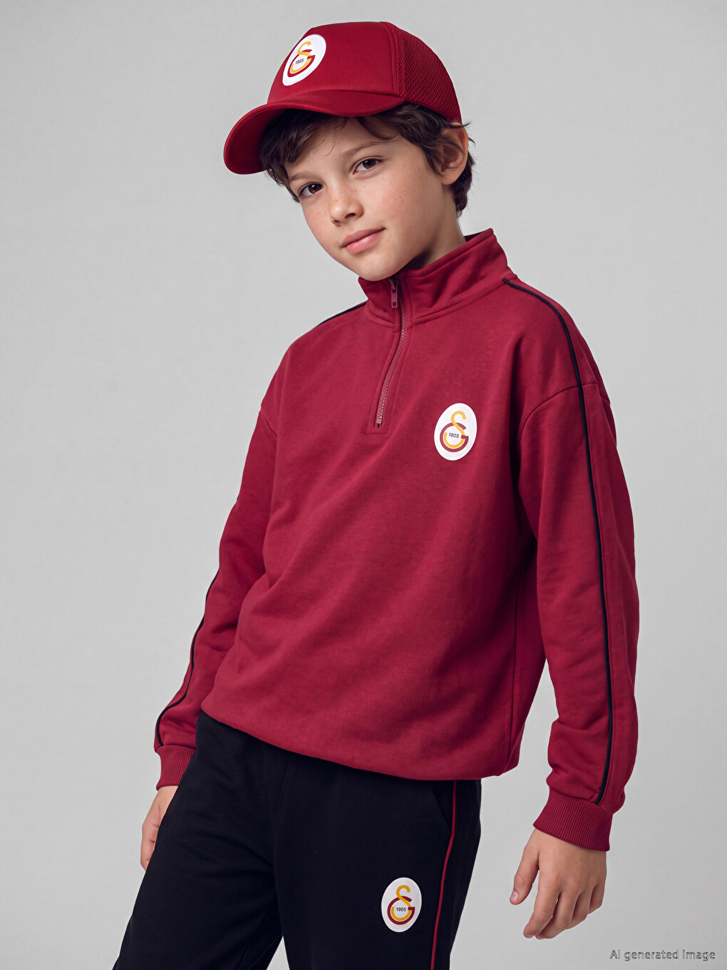 Kırmızı Galatasaray Baskılı Erkek Çocuk Sweatshirt