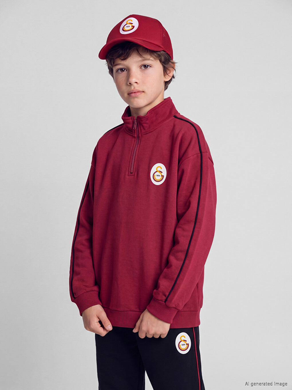 Kırmızı Galatasaray Baskılı Erkek Çocuk Sweatshirt-1