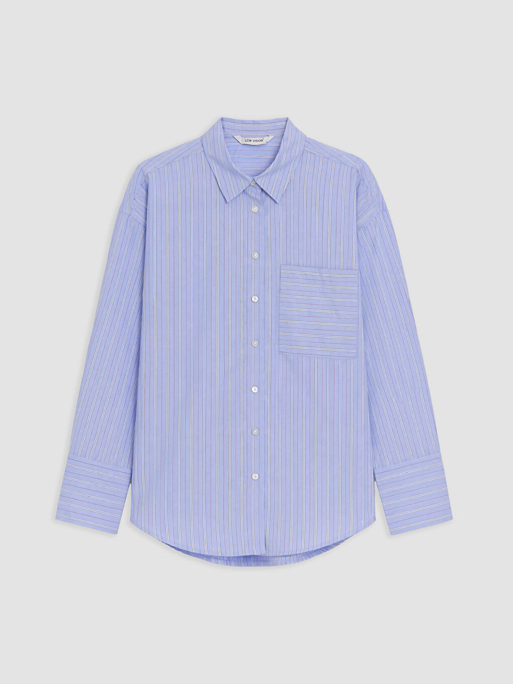 Çizgili Oversize Poplin Kadın Gömlek-4