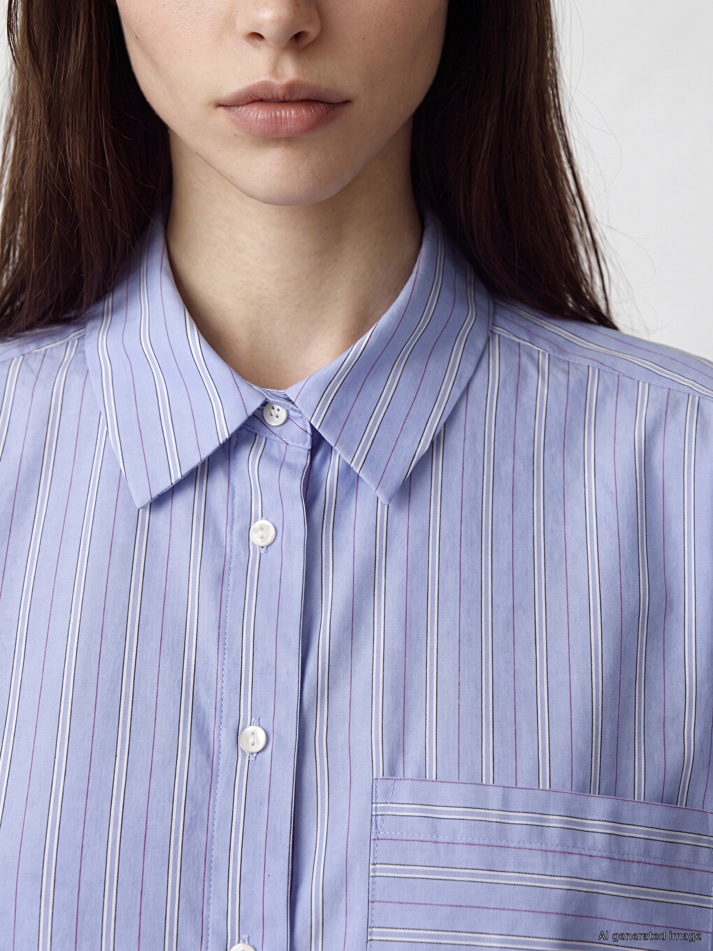 Çizgili Oversize Poplin Kadın Gömlek-2