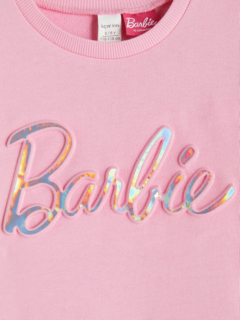 Pembe Barbie Baskılı Kız Çocuk Tül Elbise-2