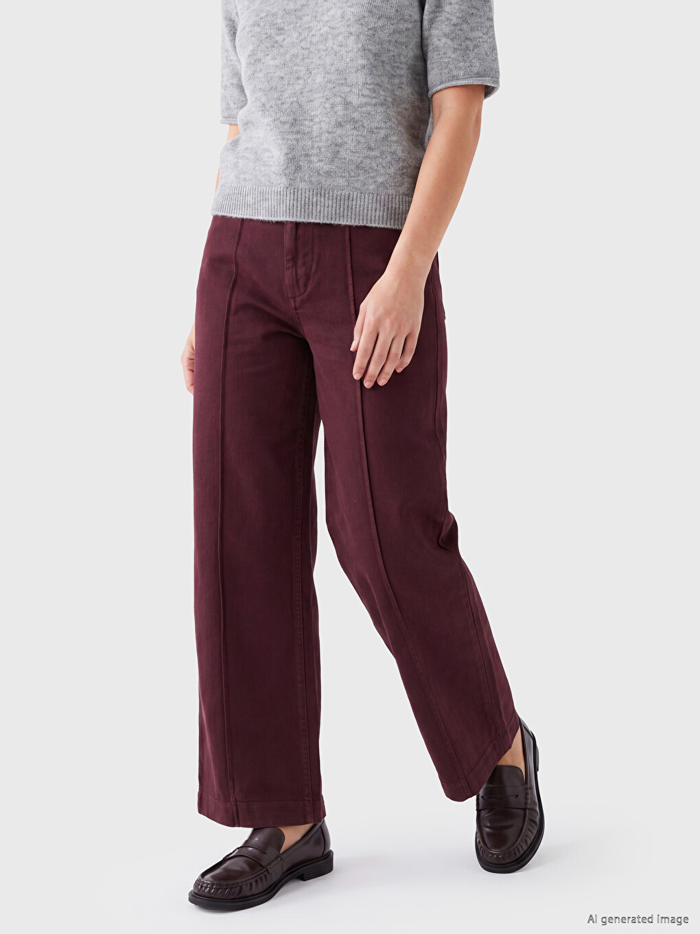 Wideleg Kadın Jean Pantolon-1