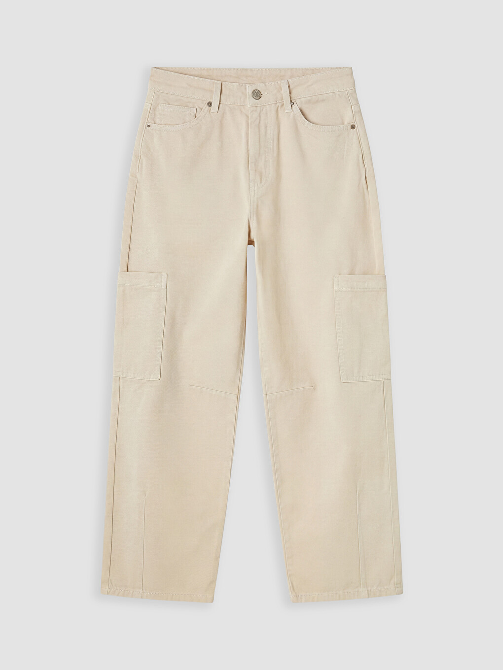 Baggy Fit Kargo Cepli Kadın Jean Pantolon-4