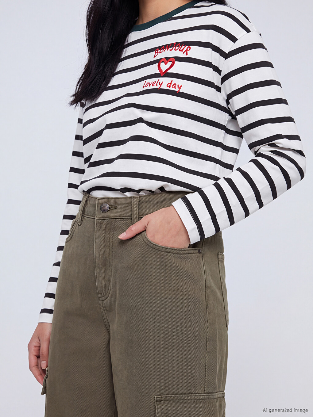 Baggy Fit Kargo Cepli Kadın Jean Pantolon-2