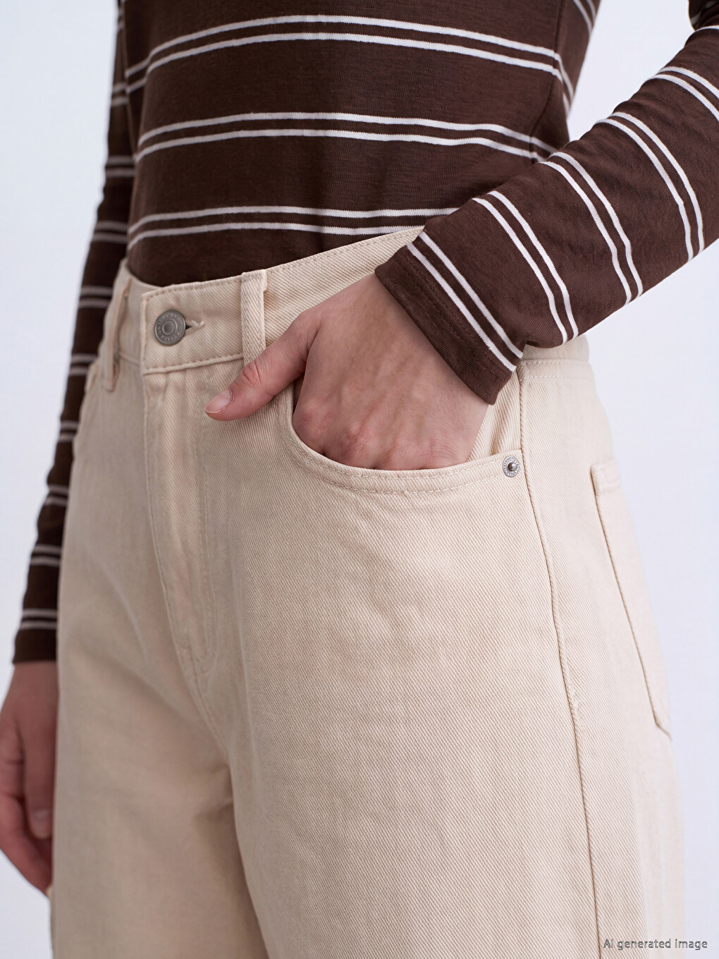 Baggy Fit Kargo Cepli Kadın Jean Pantolon-2