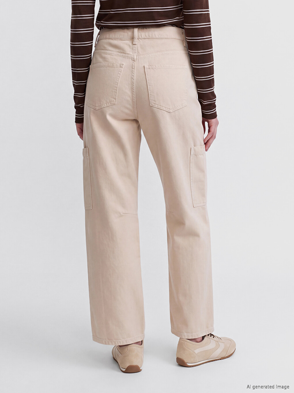 Baggy Fit Kargo Cepli Kadın Jean Pantolon-3