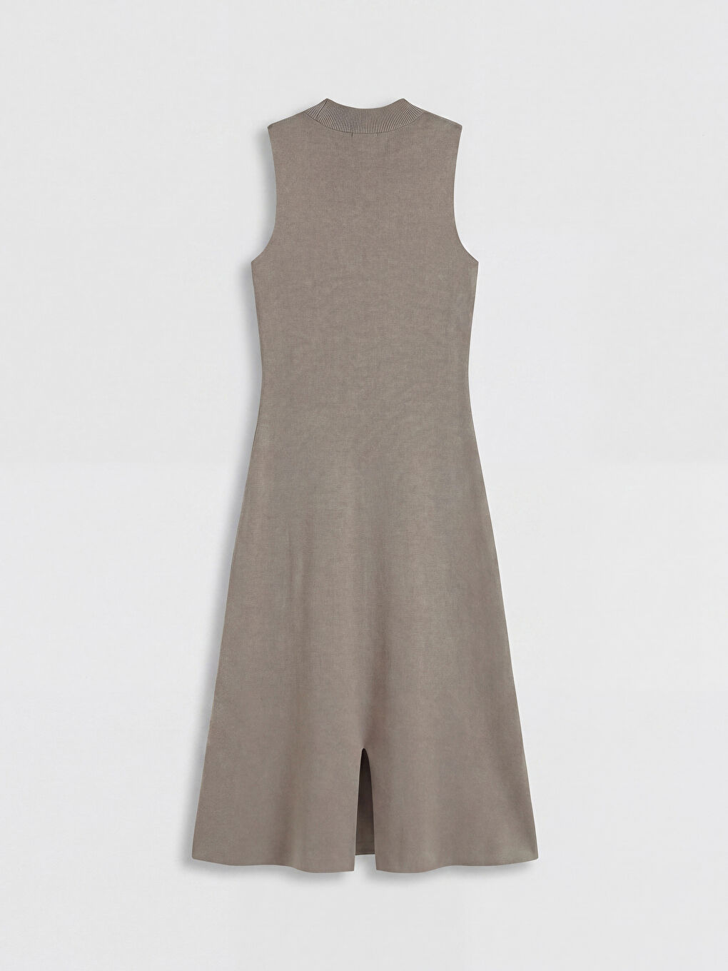 Kahverengi Bisiklet Yaka Bodycon Triko Elbise-1