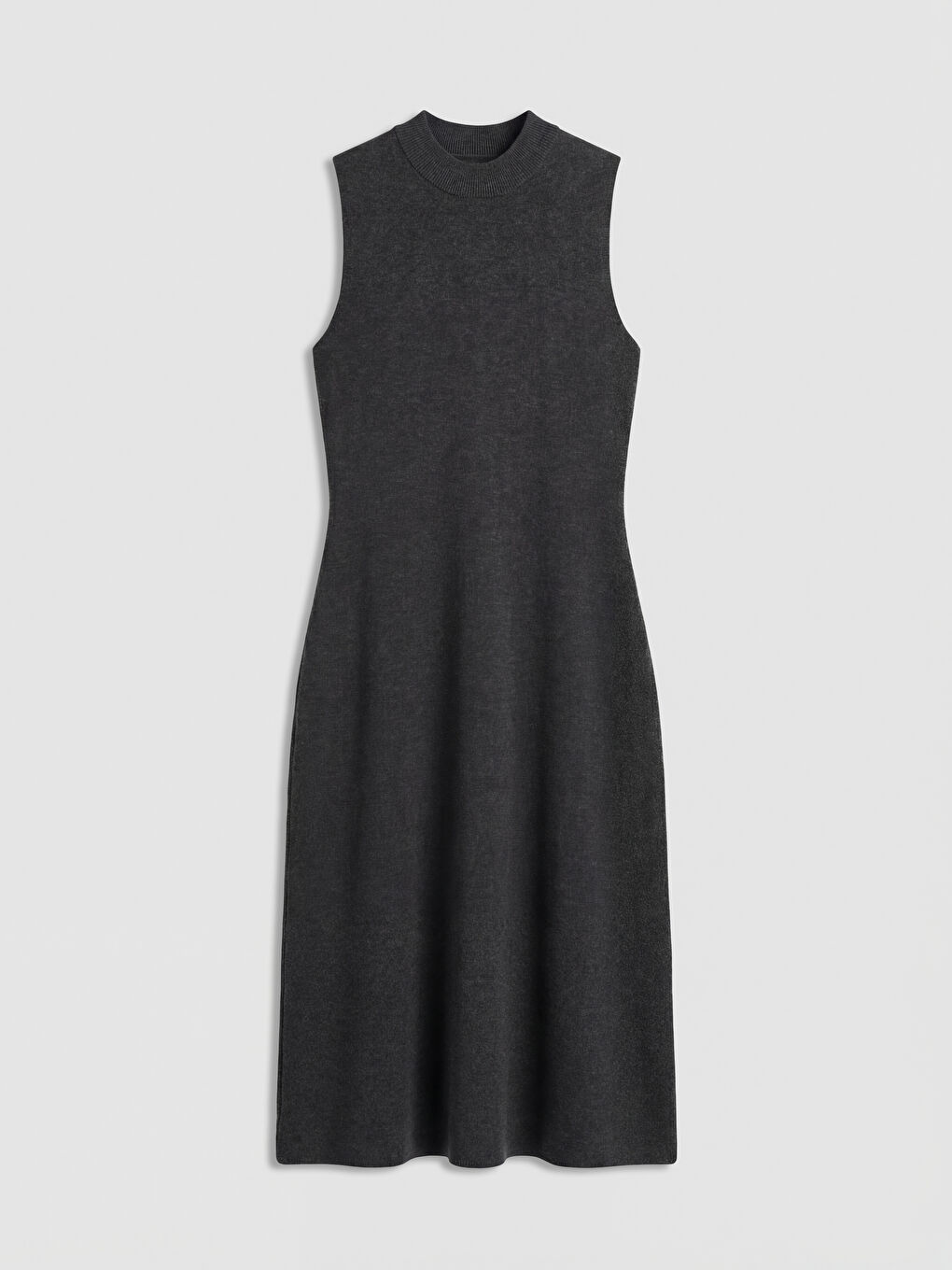 Antrasit Bisiklet Yaka Bodycon Triko Elbise-4
