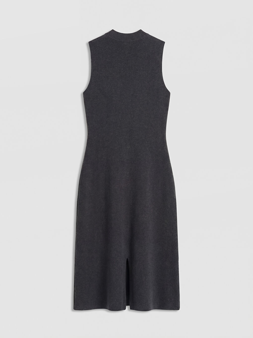 Antrasit Bisiklet Yaka Bodycon Triko Elbise-5