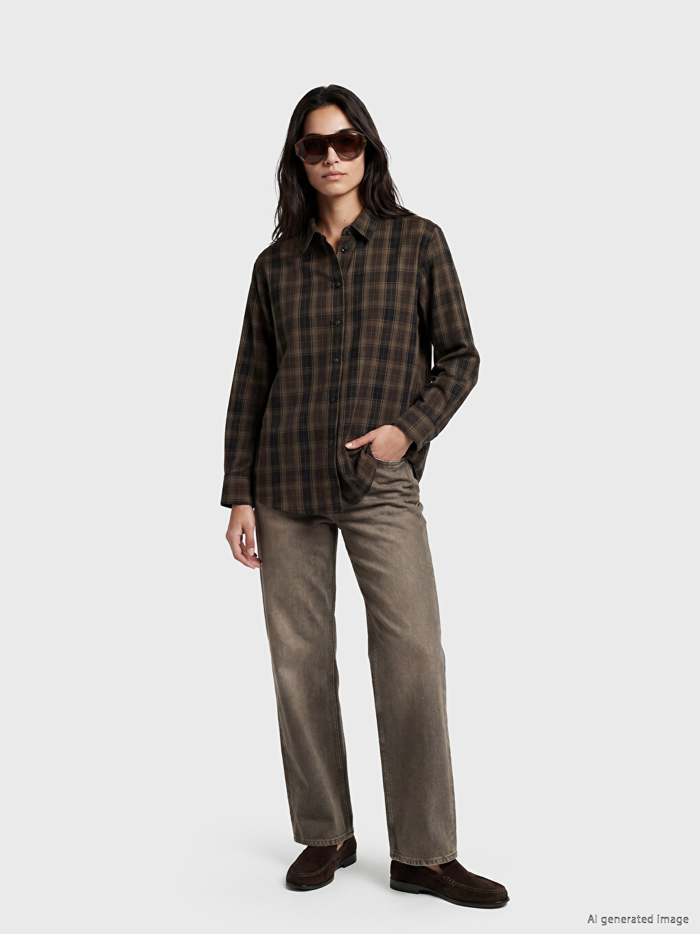 Plaid Dobby Women's Shirt-1