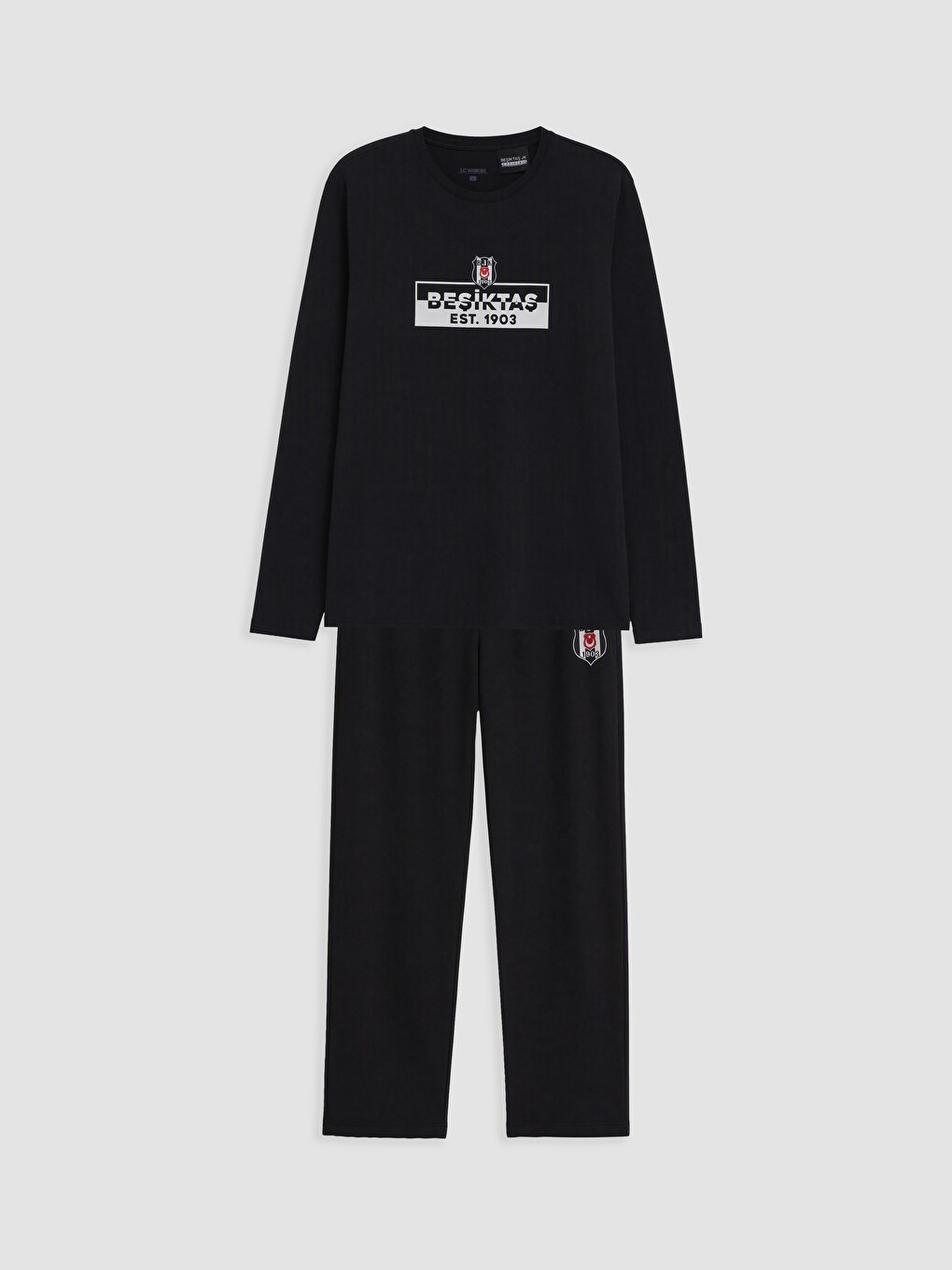 Siyah Regular Fit Beşiktaş Baskılı Erkek Pijama Takım