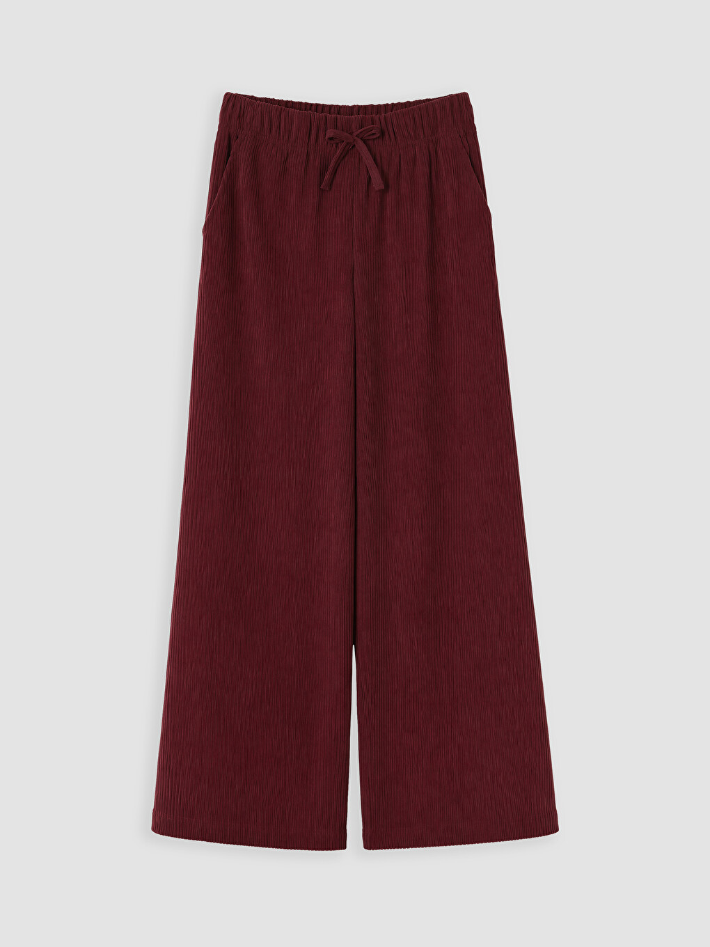 Bordo Geniş Paça Kız Çocuk Kadife Pantolon