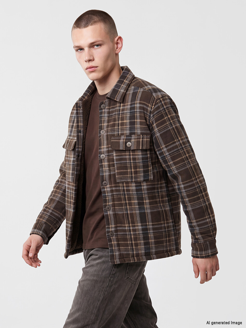 Man Brown Overshirt