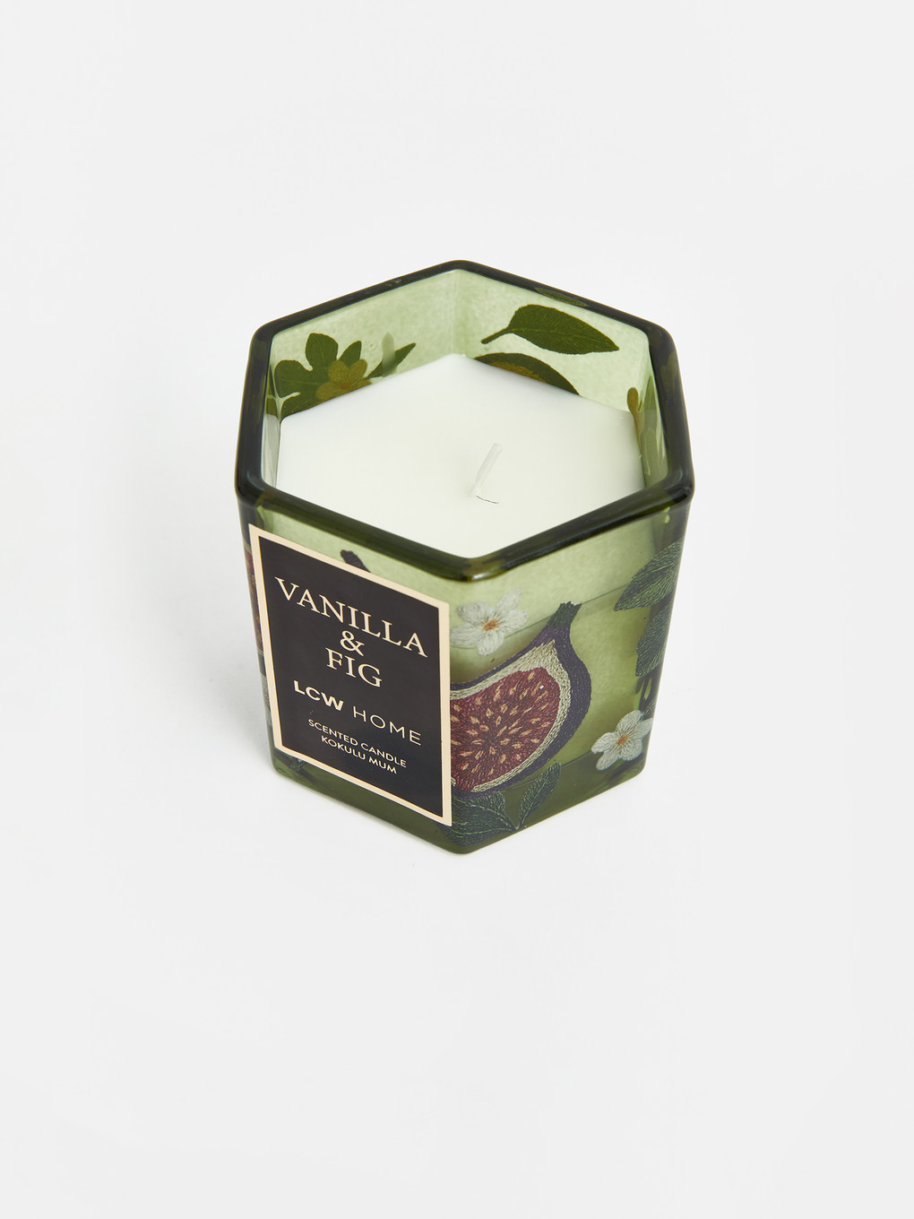 Patterned Glass Container Vanilla And Fig Scented Candle-2