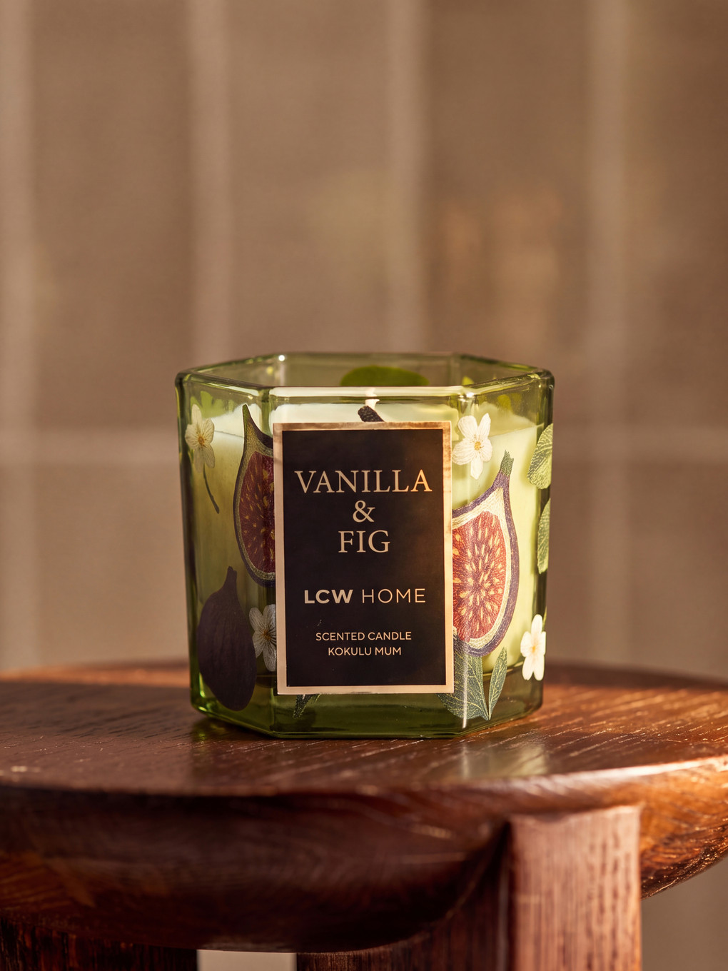 Patterned Glass Container Vanilla And Fig Scented Candle