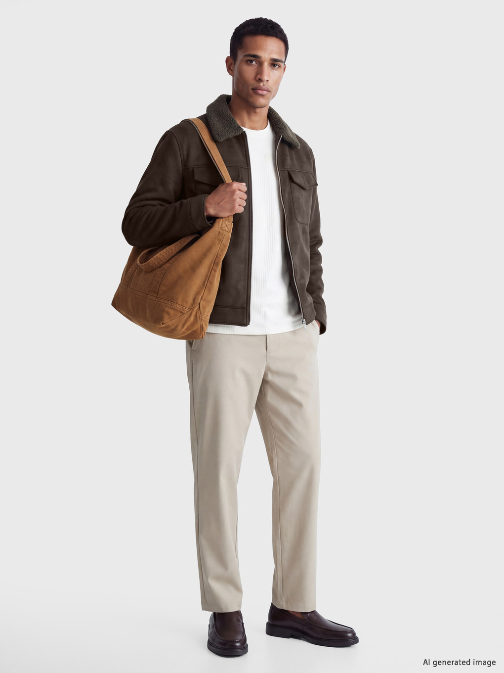 Haki Regular Fit Pelüş Yaka Erkek Mont-1