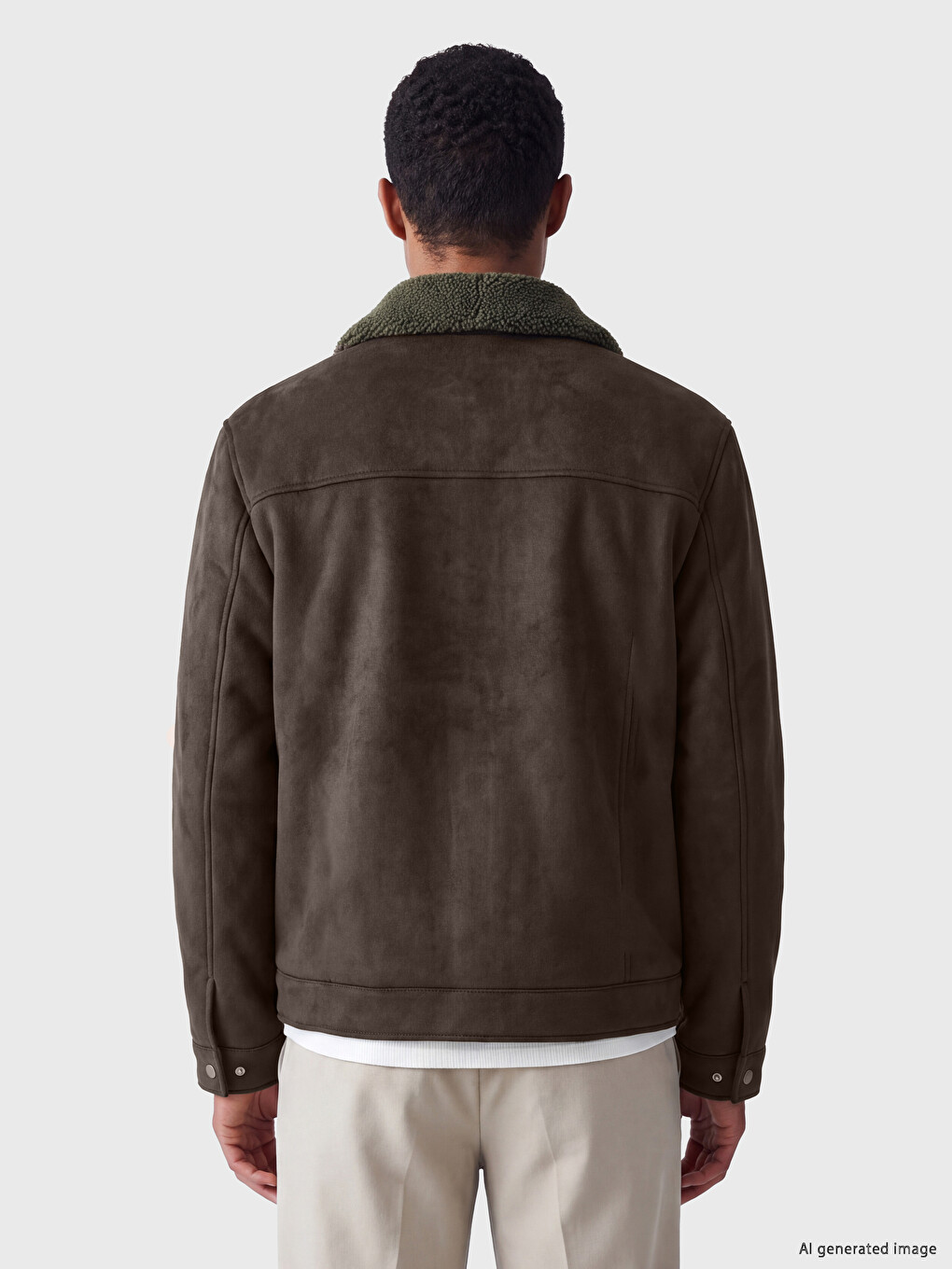 Haki Regular Fit Pelüş Yaka Erkek Mont-2
