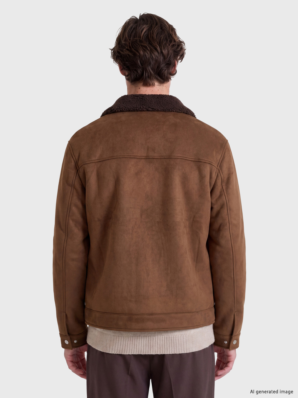 Kahverengi Regular Fit Pelüş Yaka Erkek Mont-3
