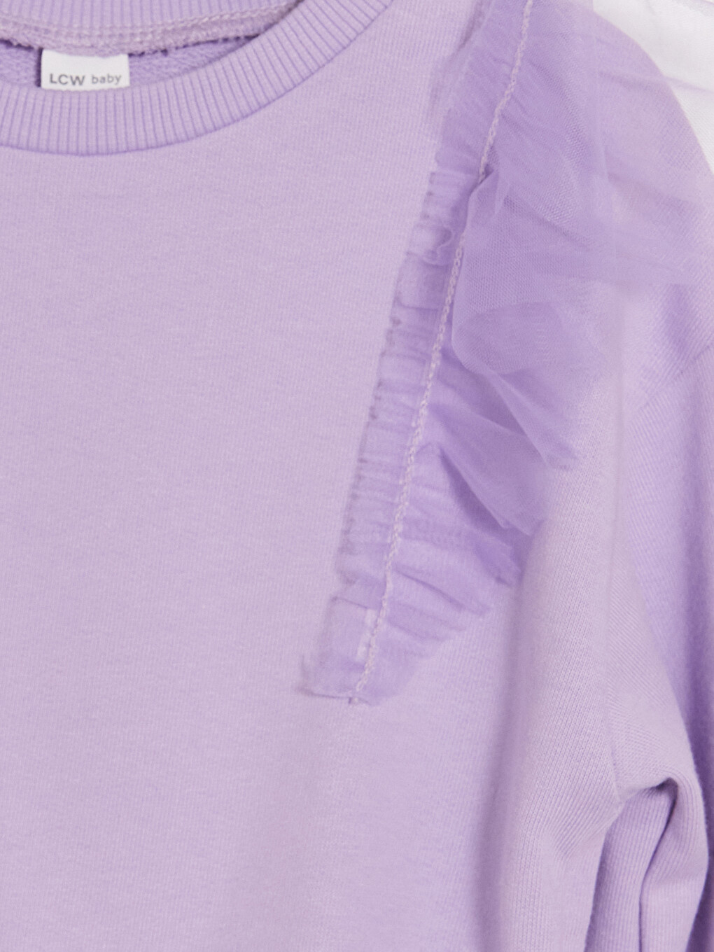 Lila Bisiklet Yaka Fırfırlı Kız Çocuk Sweatshirt-1