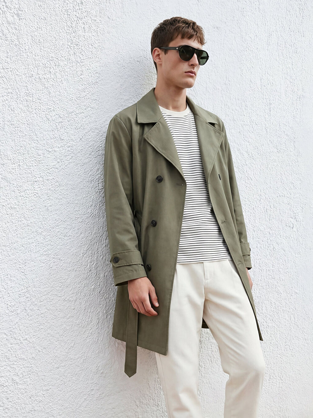 Haki Standart Kalıp Erkek Trençkot