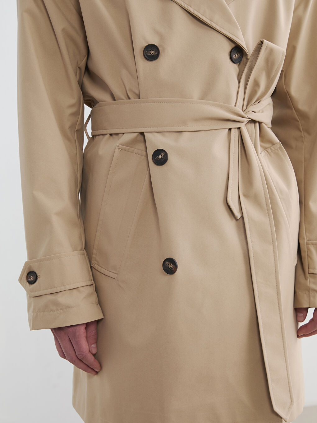 Bej Standart Kalıp Erkek Trençkot-3