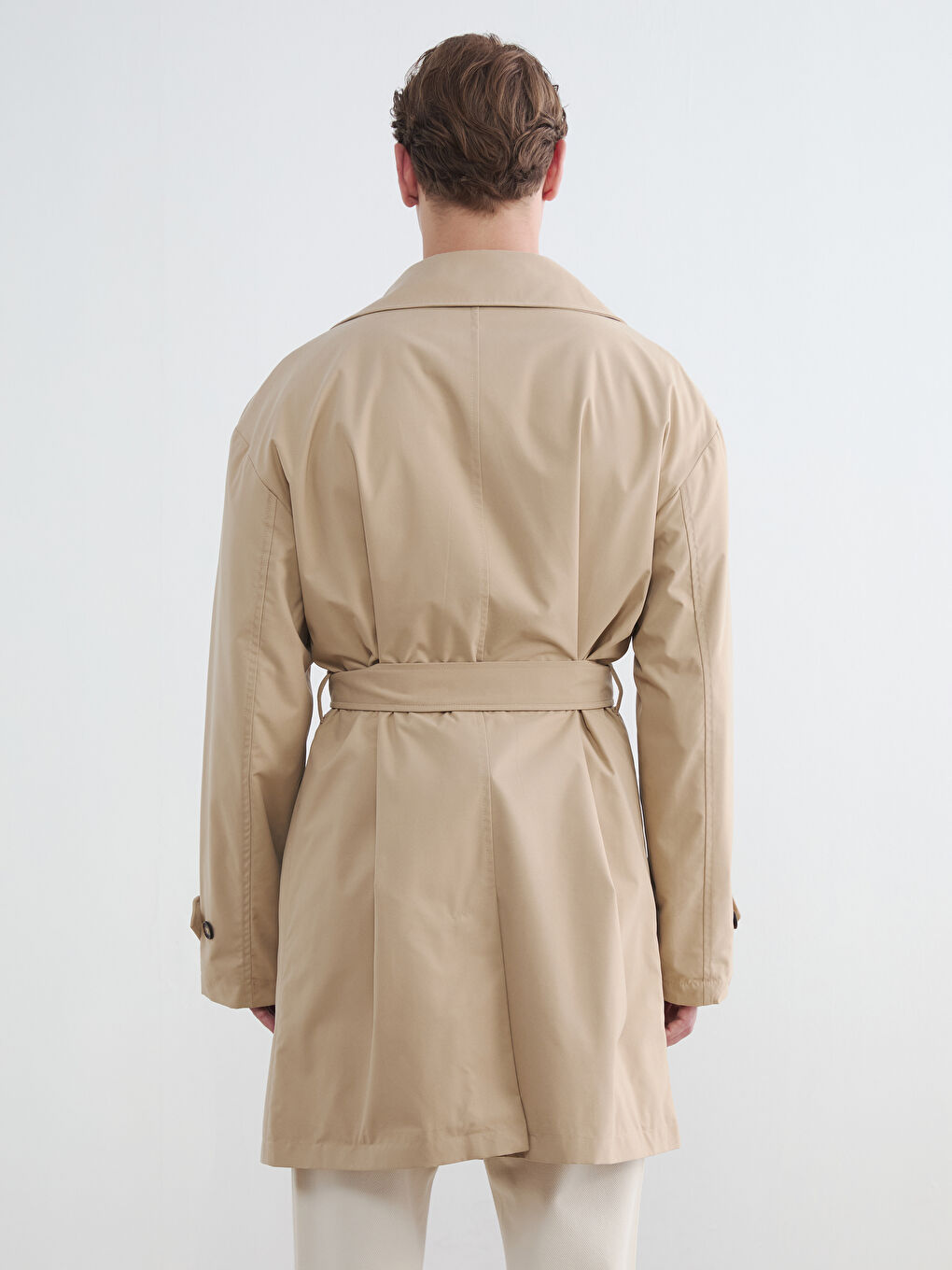 Bej Standart Kalıp Erkek Trençkot-4