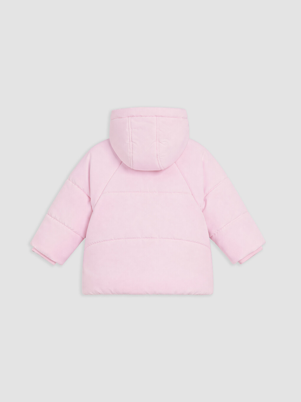 Pembe Kapüşonlu Kız Çocuk Mont-1