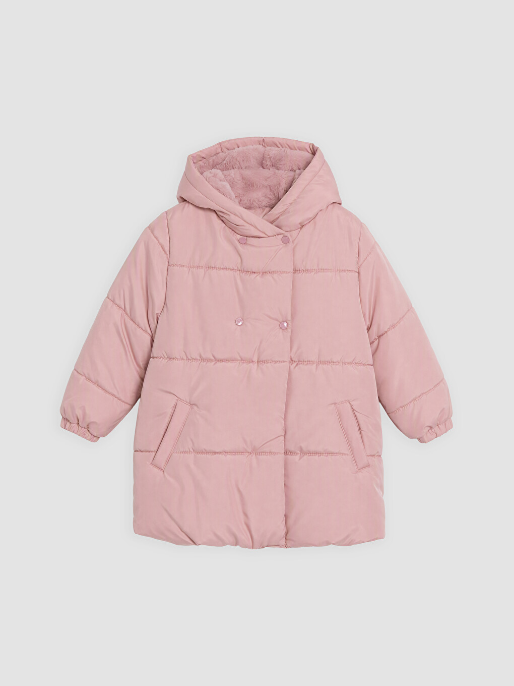 Lila Kapüşonlu Oversize Kız Çocuk Mont