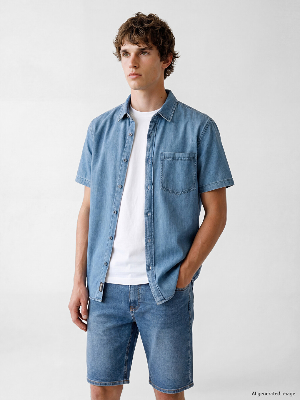 Standard Fit Denim Look Men's Shirt