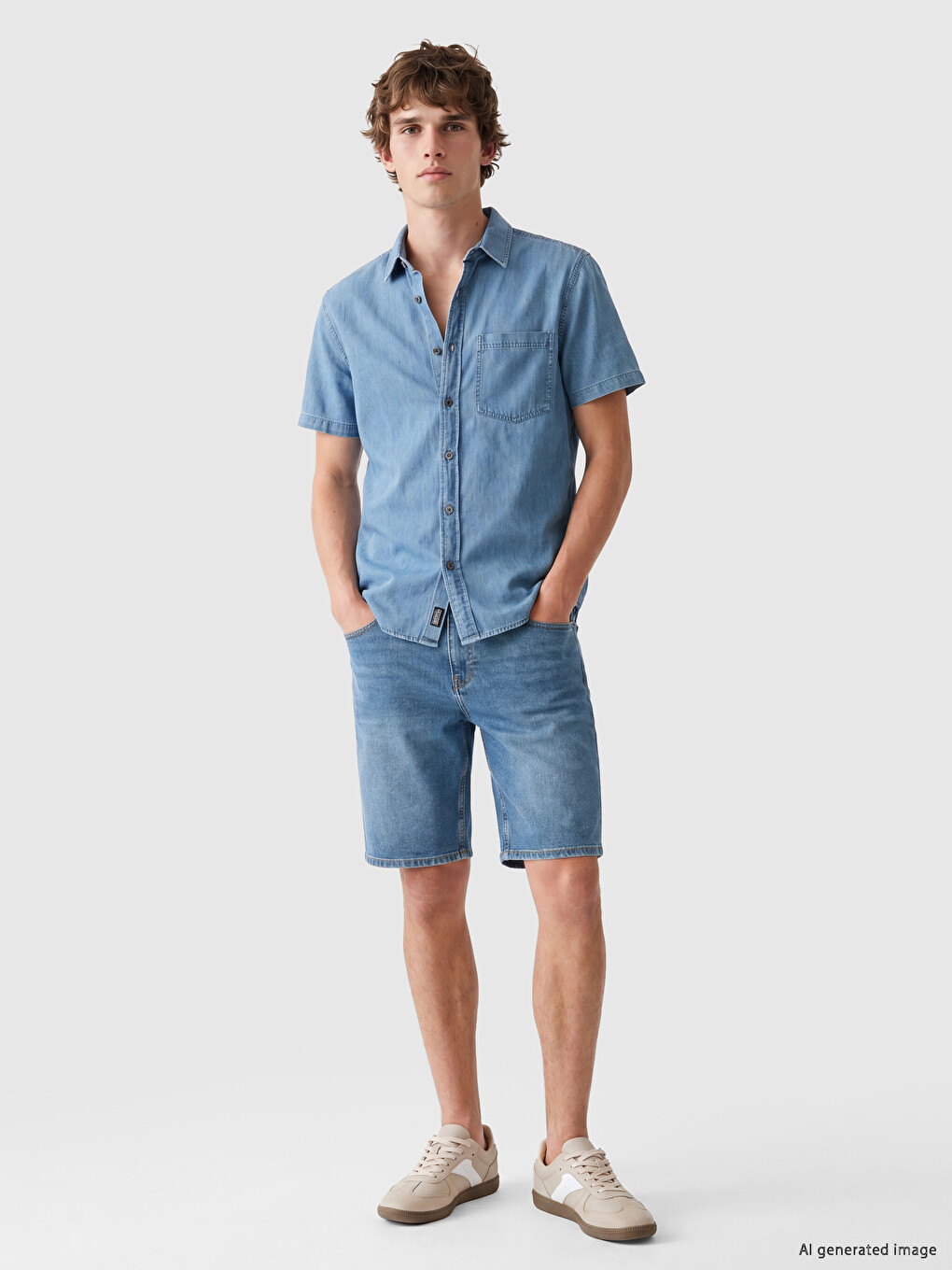 Standard Fit Denim Look Men's Shirt-1