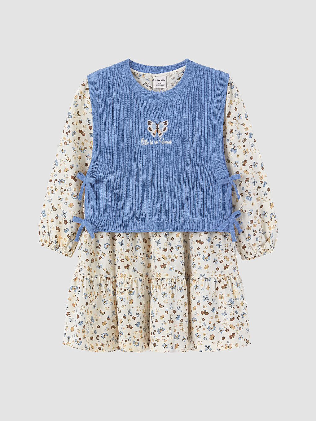 Set Rochie Tricotată Cu Guler Rotund Brodat Pentru Fete