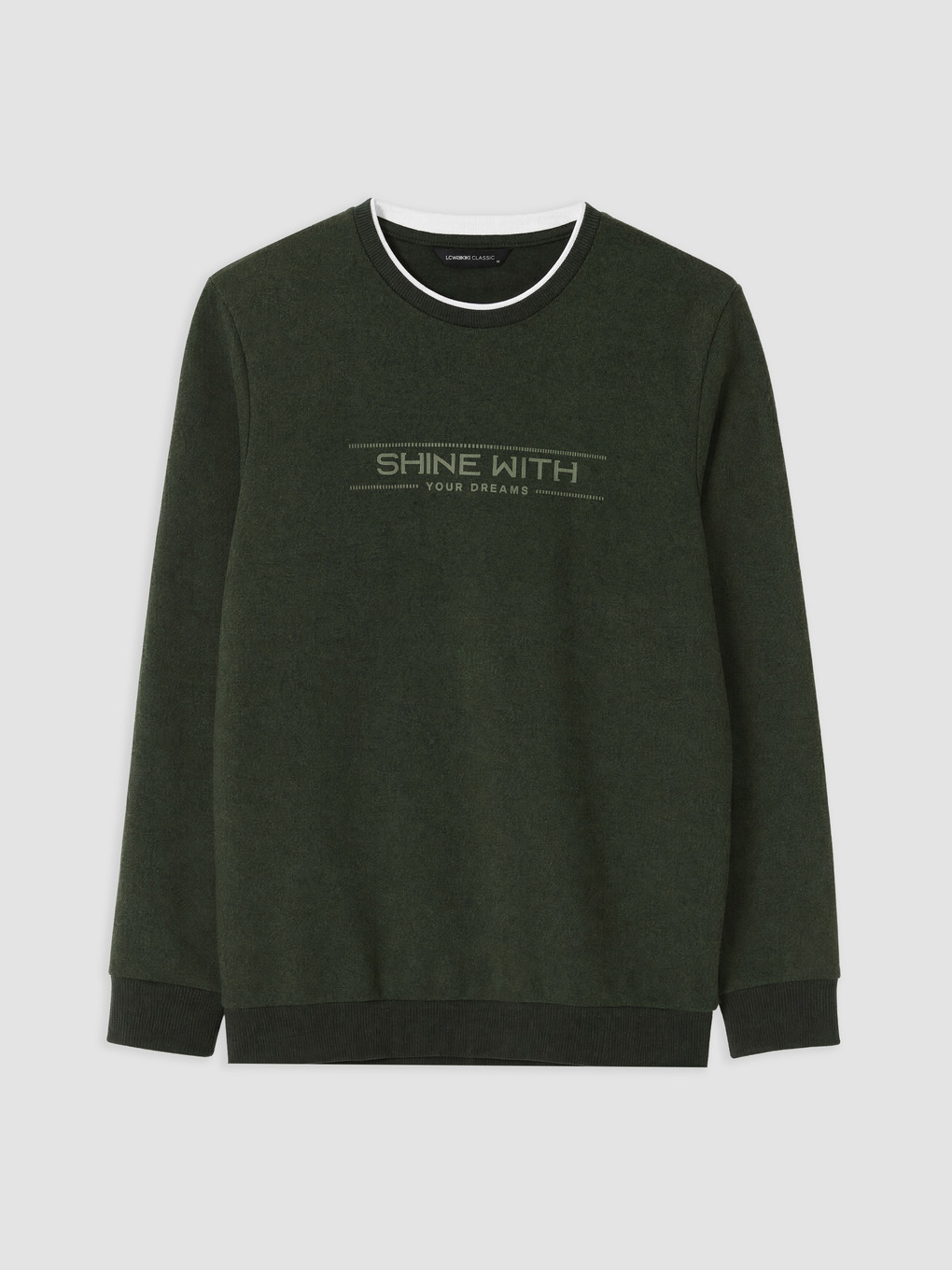 Yeşil Bisiklet Yaka Baskılı Erkek Sweatshirt