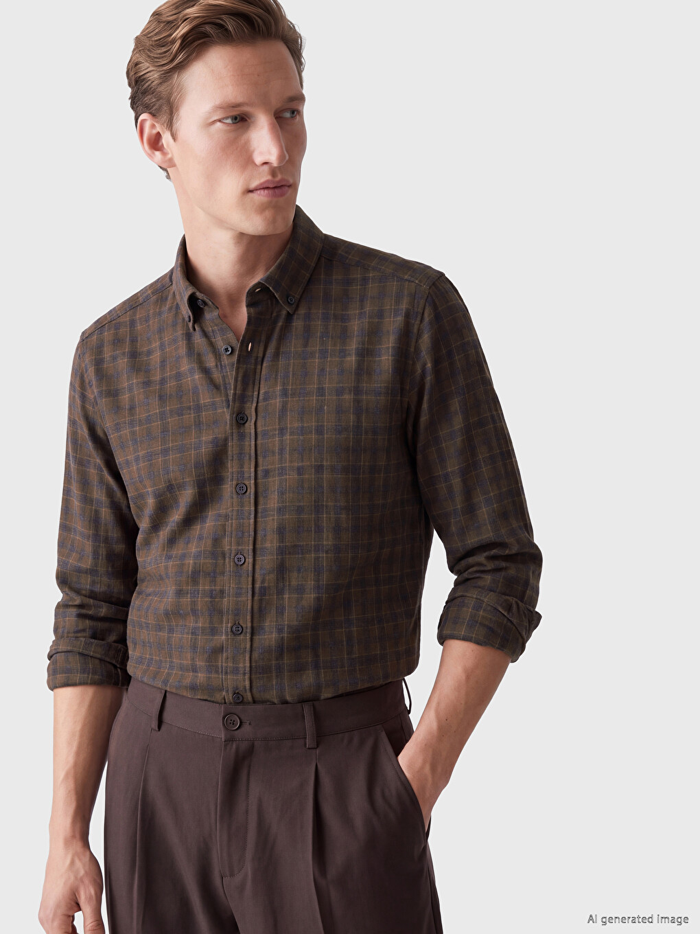 Cămașă Flanelă În Carouri Loose Fit Pentru Bărbați
