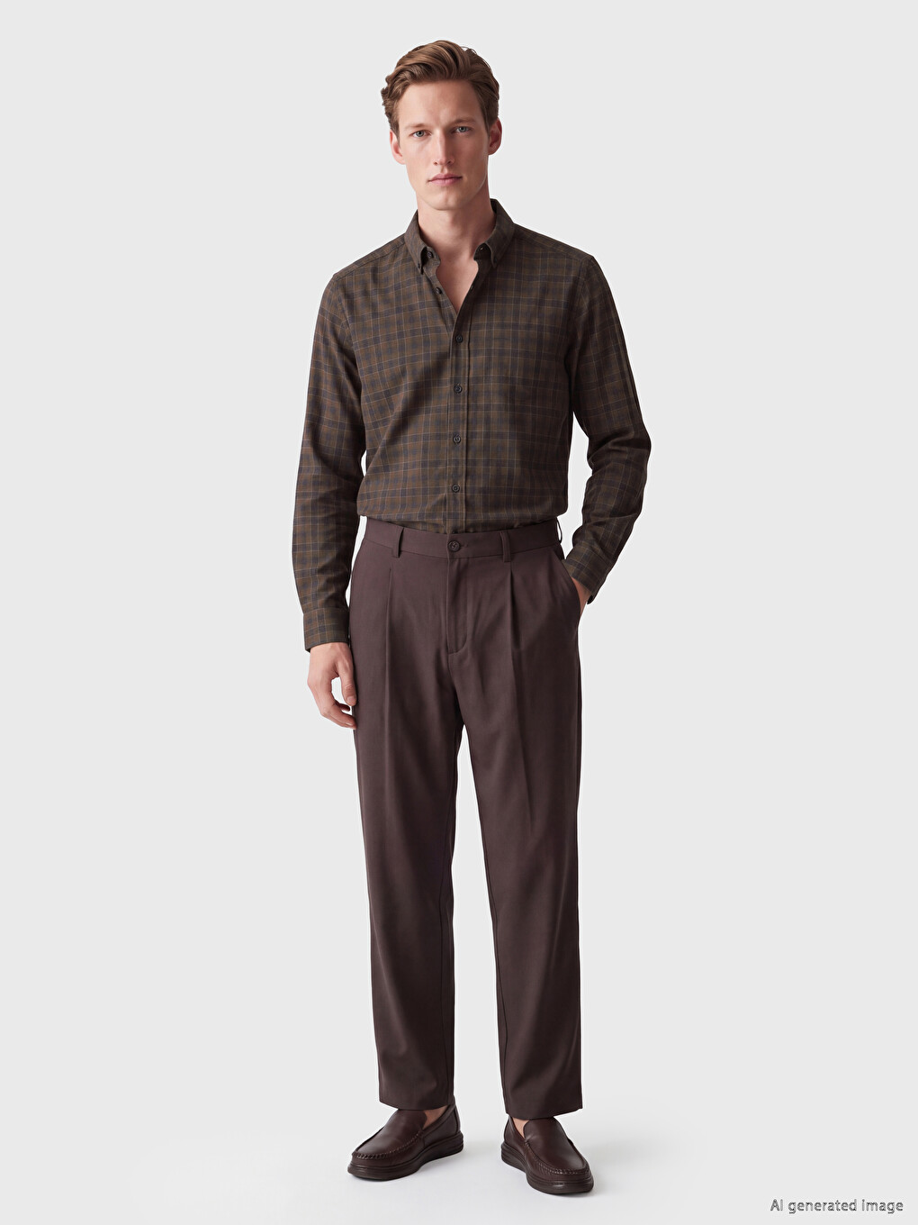 Cămașă Flanelă În Carouri Loose Fit Pentru Bărbați-1