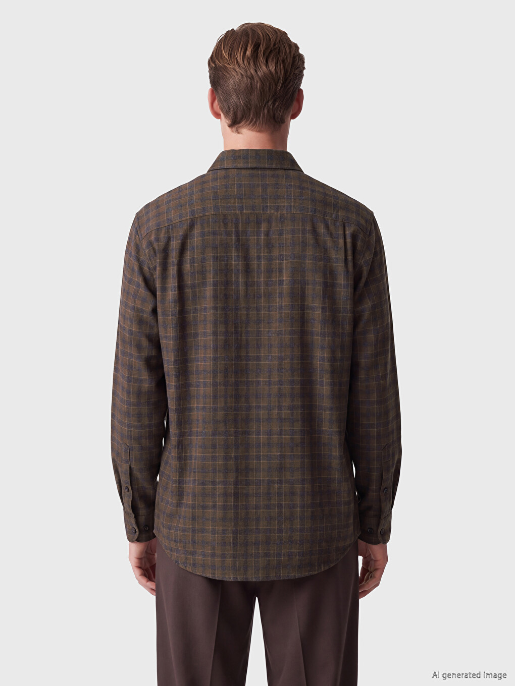 Cămașă Flanelă În Carouri Loose Fit Pentru Bărbați-3
