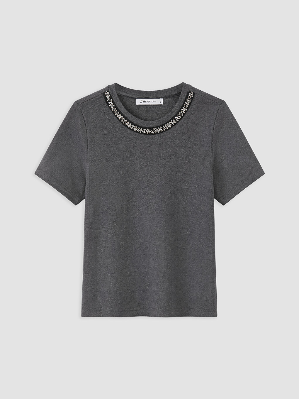 Crew Neck Rhinestone Embellished Women's T-shirt-4