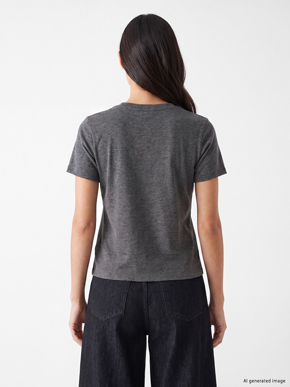 Crew Neck Rhinestone Embellished Women's T-shirt-3