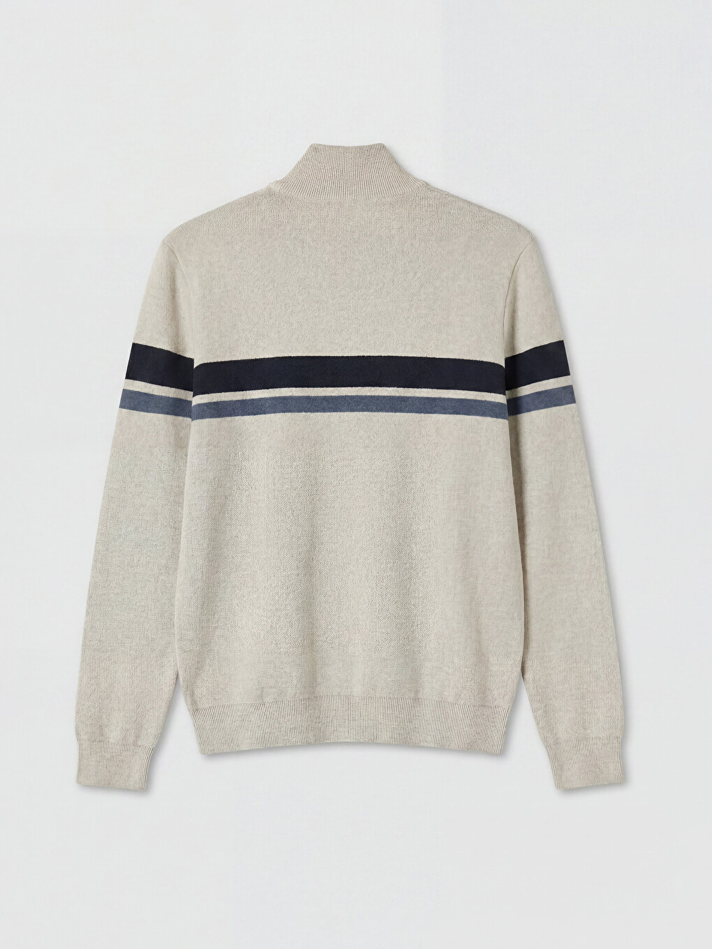 Half Zippered Striped Men's Knitwear Sweater-5