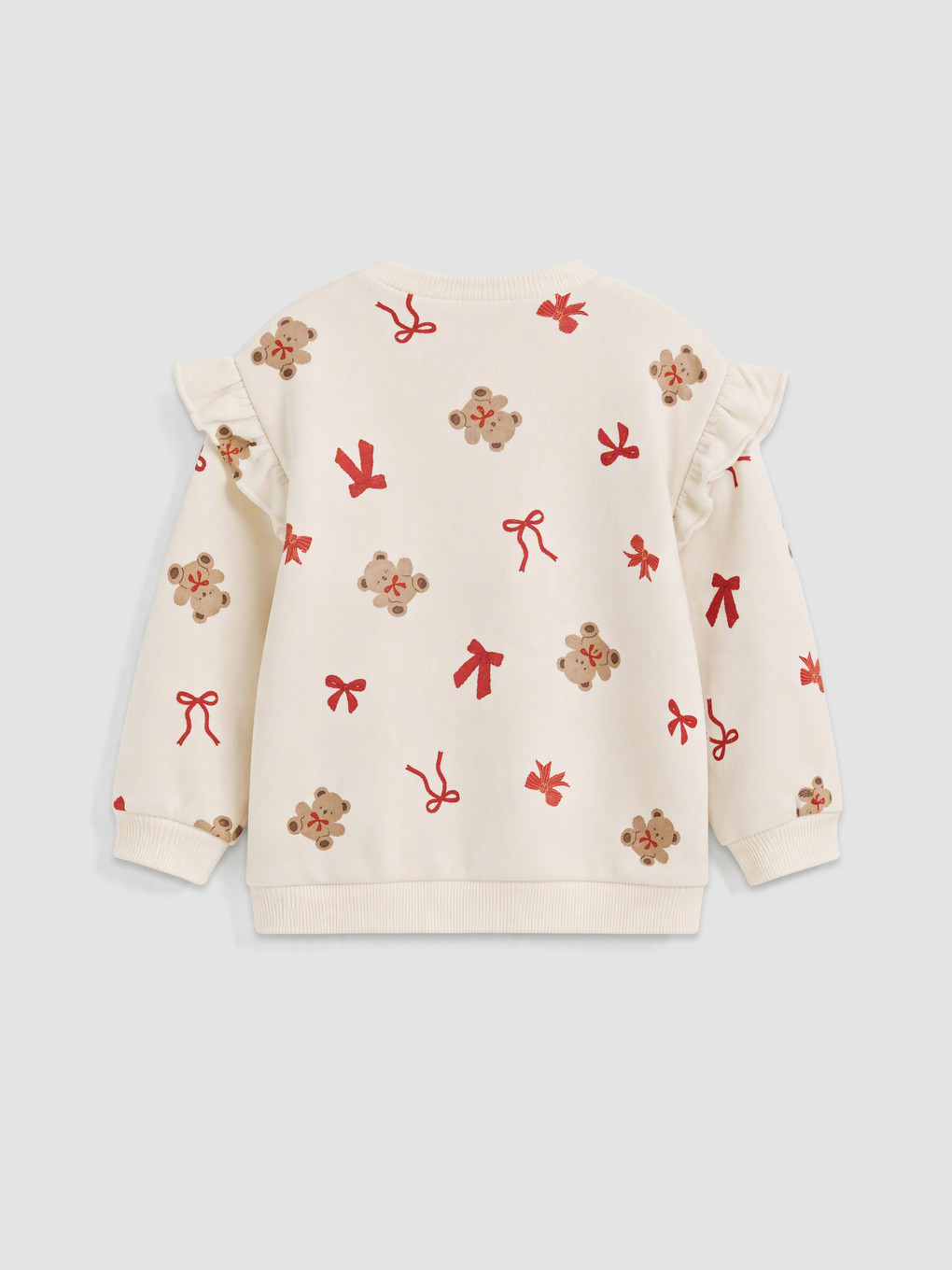 Bisiklet Yaka Fırfırlı Desenli Kız Bebek Sweatshirt-2