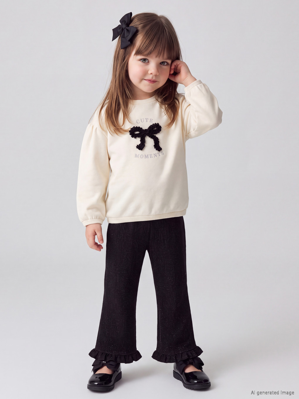  Fiyonklu Kız Bebek Sweatshirt