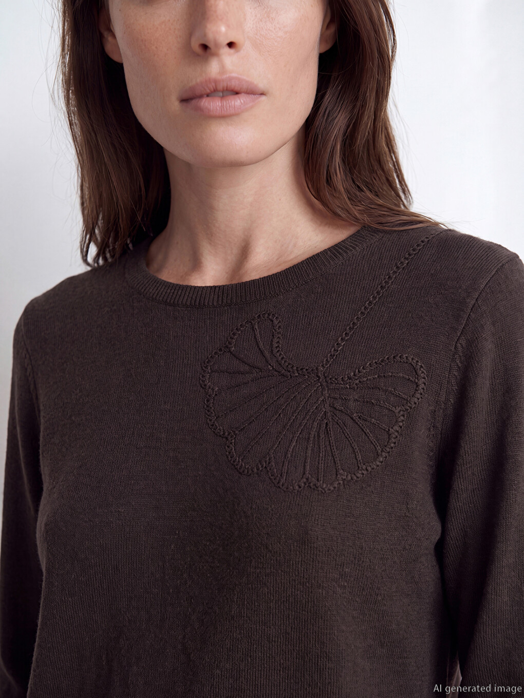 Crew Neck Embroidered Women's Knitwear Sweater-2