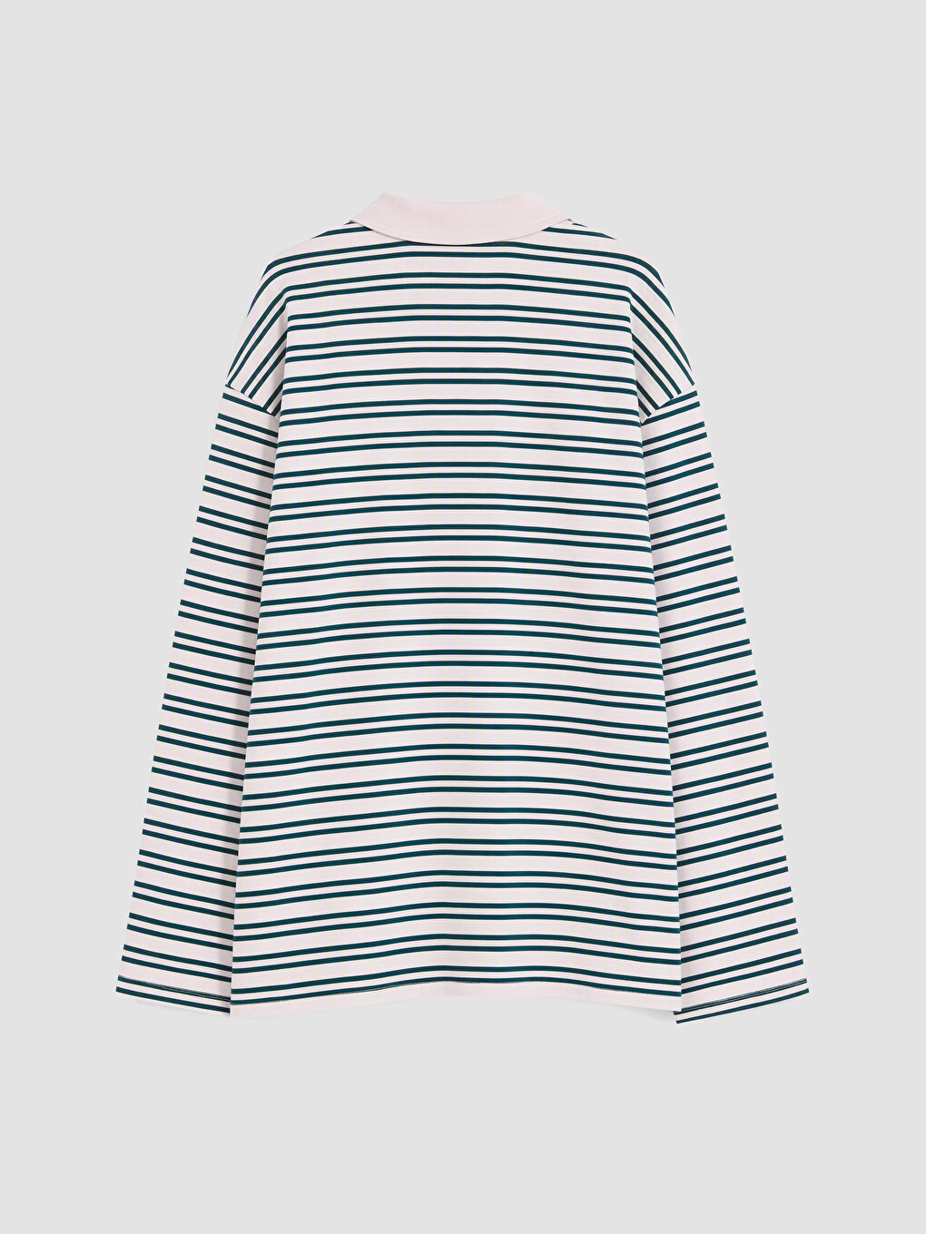 Polo Collar Striped %100 Cotton Women's T-shirt-6