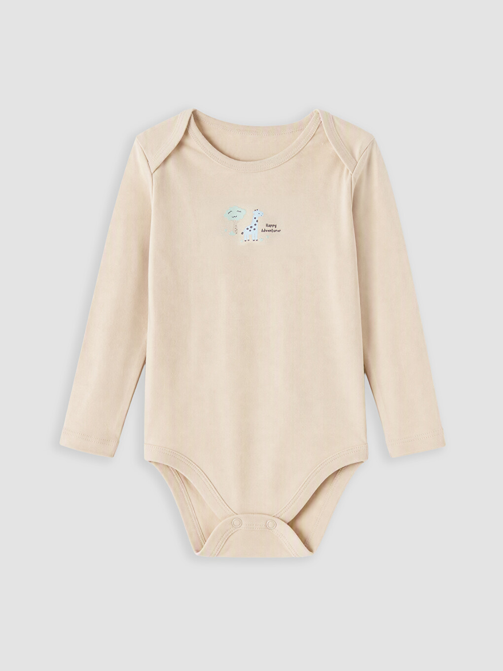 Ekru Baskılı Erkek Bebek Çıtçıtlı Body 2'li-1