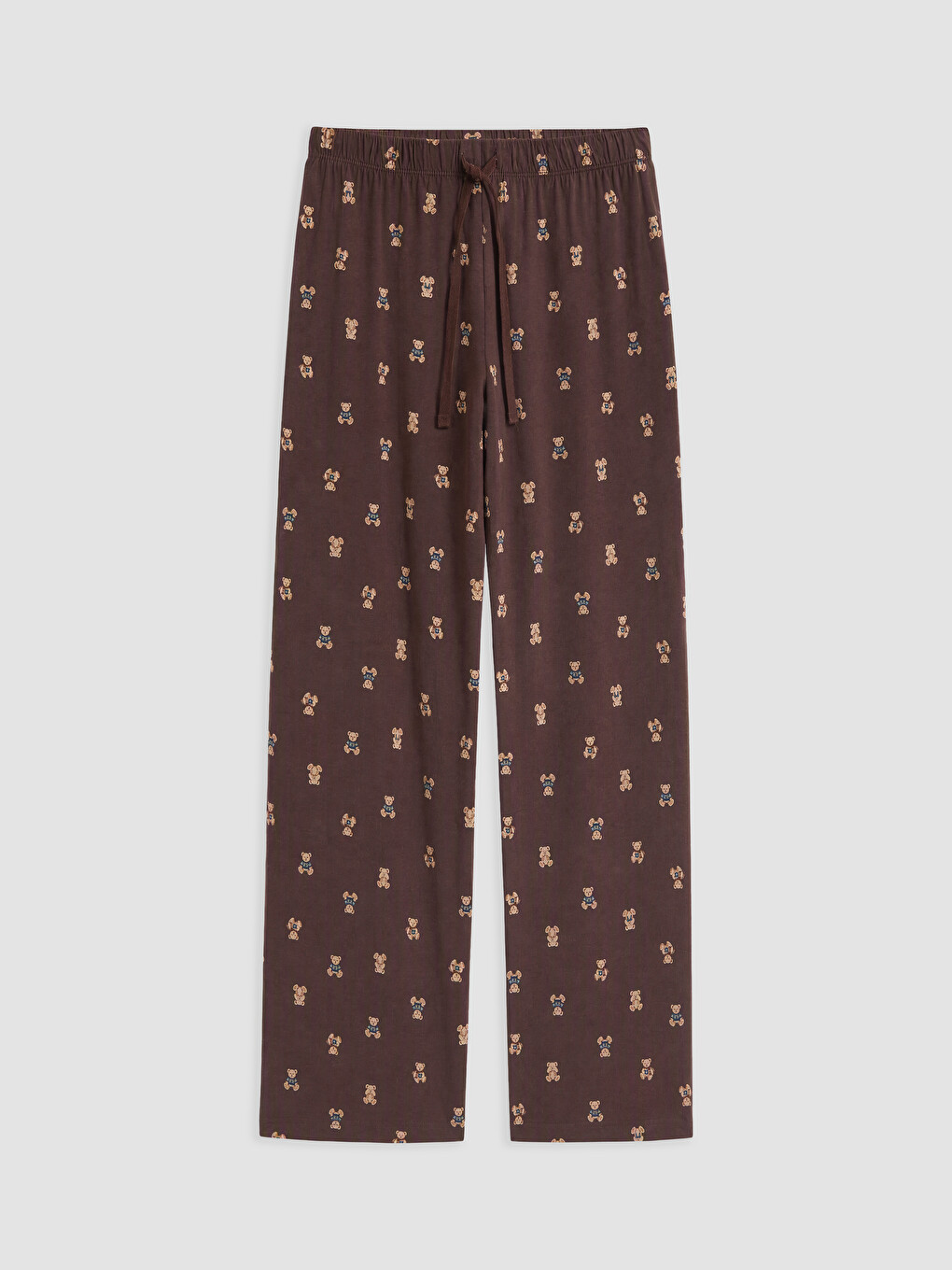 Kahverengi Bisiklet Yaka Baskılı Kadın Pijama Takım-3