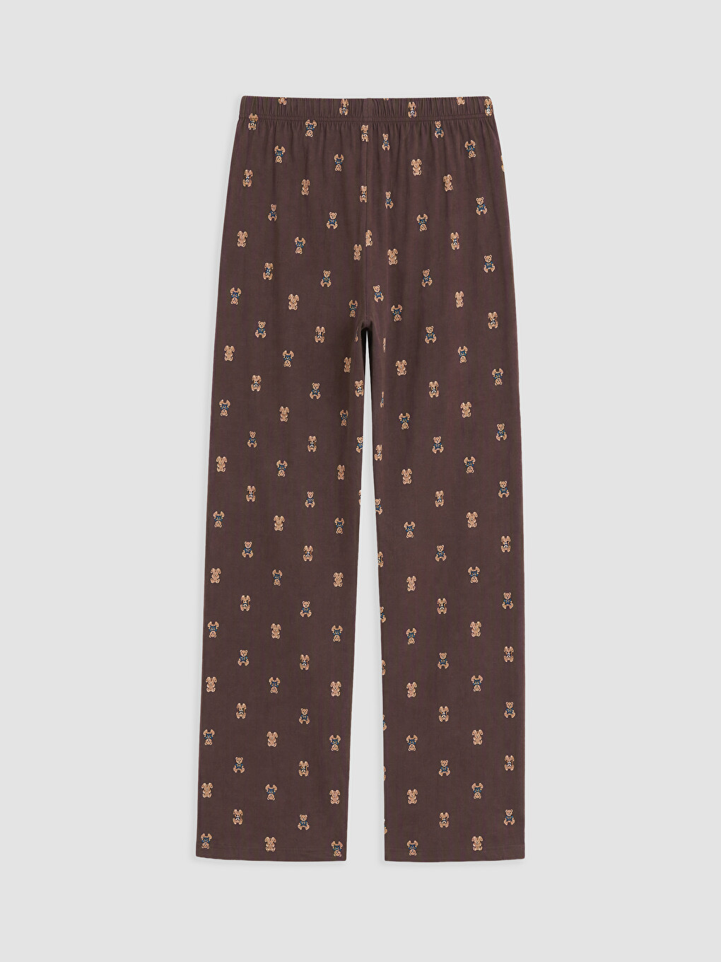 Kahverengi Bisiklet Yaka Baskılı Kadın Pijama Takım-4