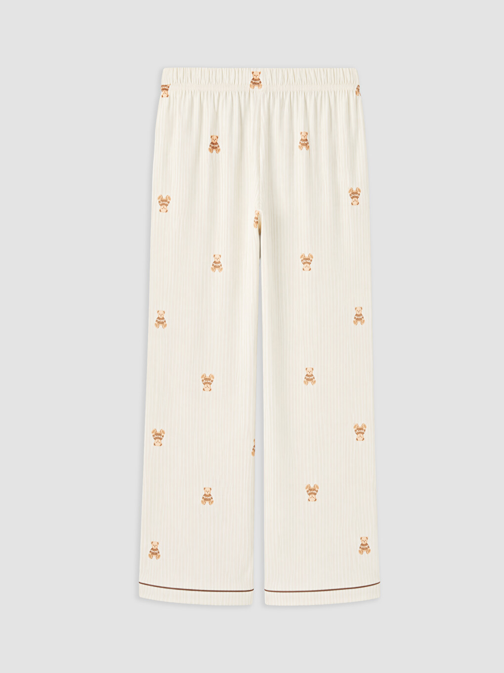 Ekru Gömlek Yaka Desenli Kadın Pijama Takım-8