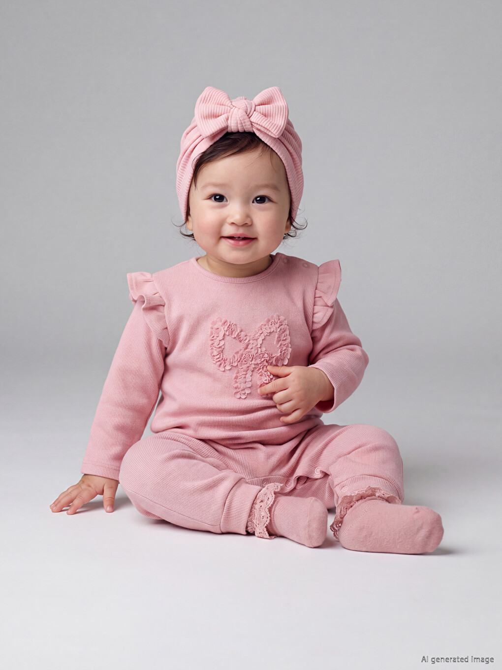 Embroidered Frilled Baby Girls' Jumpsuit